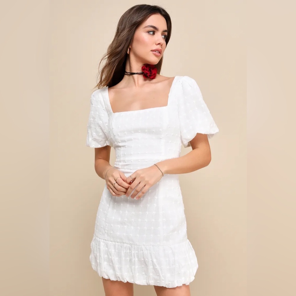 White Embroidered Lace-Up Mini Dress #minidress #whitedress #summer